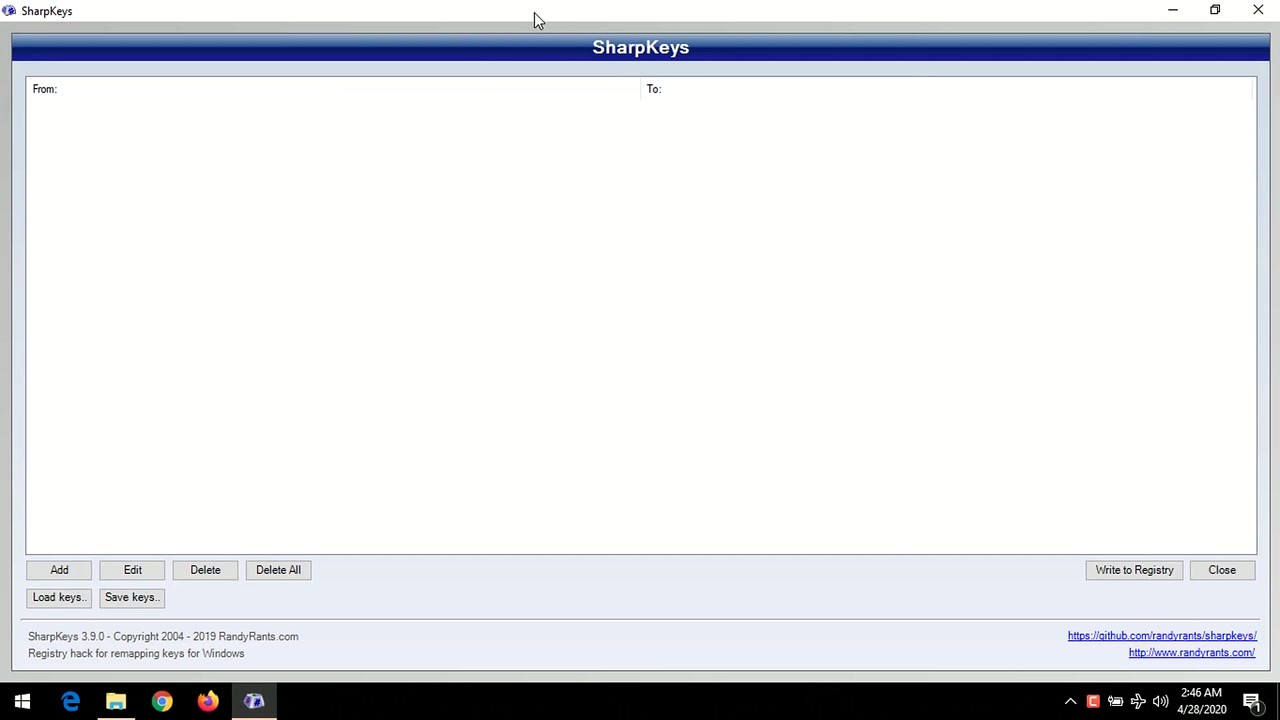 SharpKeys running on Windows 11 with Caps Lock disabled
